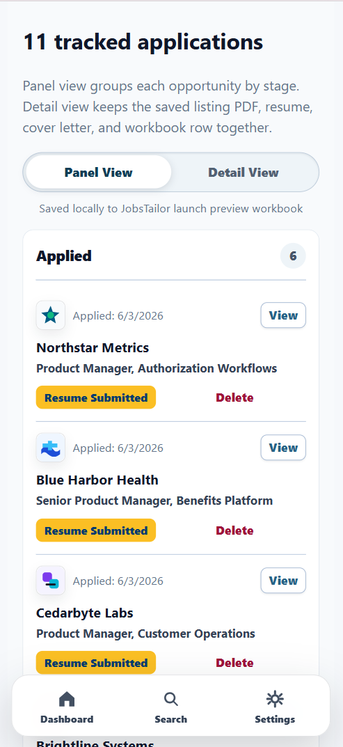 Mobile application tracker preview
